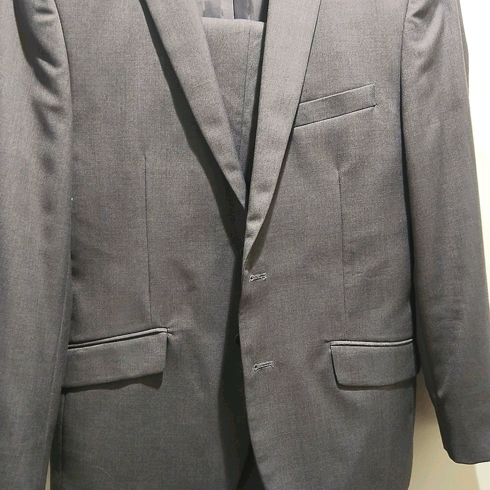 Gray two-button suit